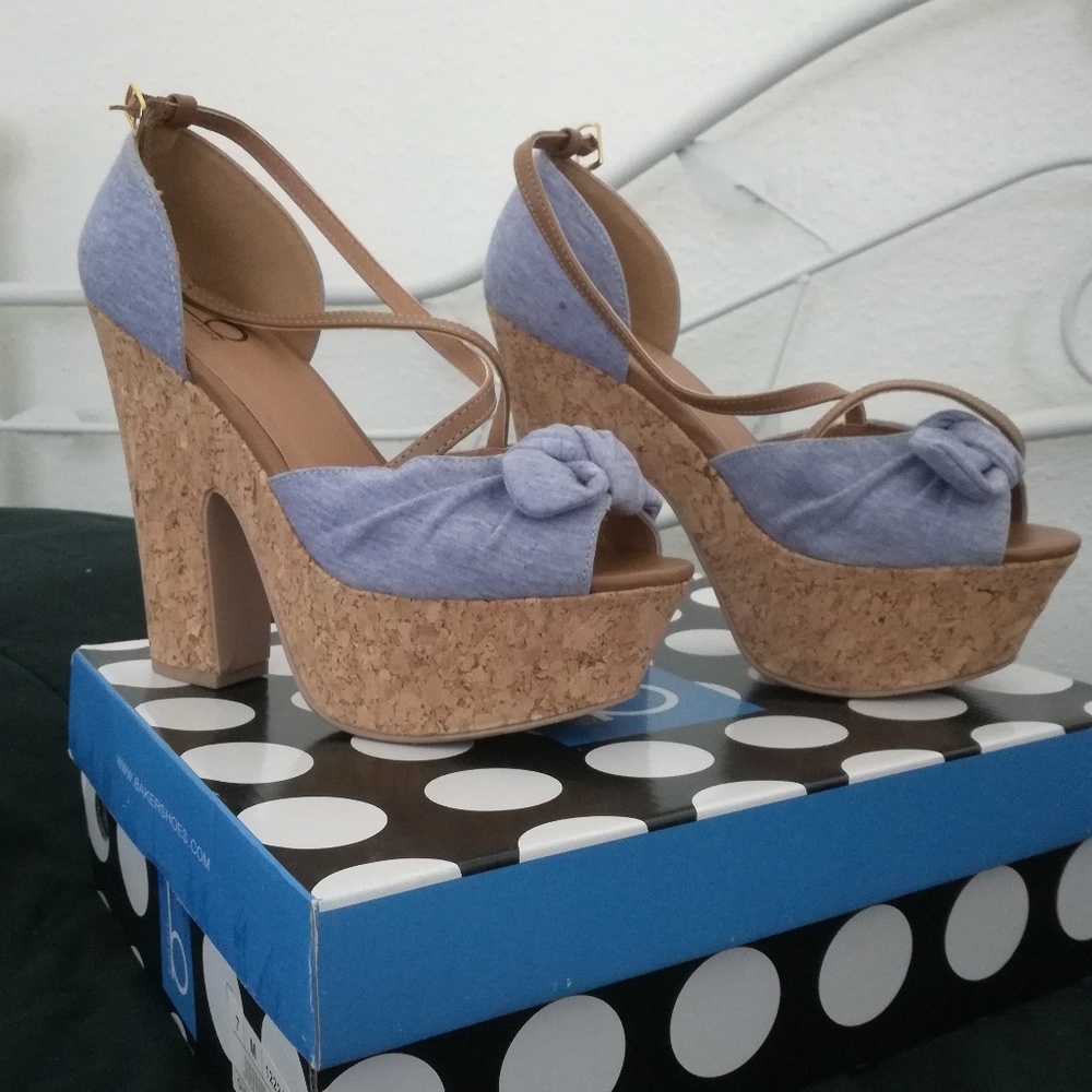 Bakers Light Blue Platform Heels